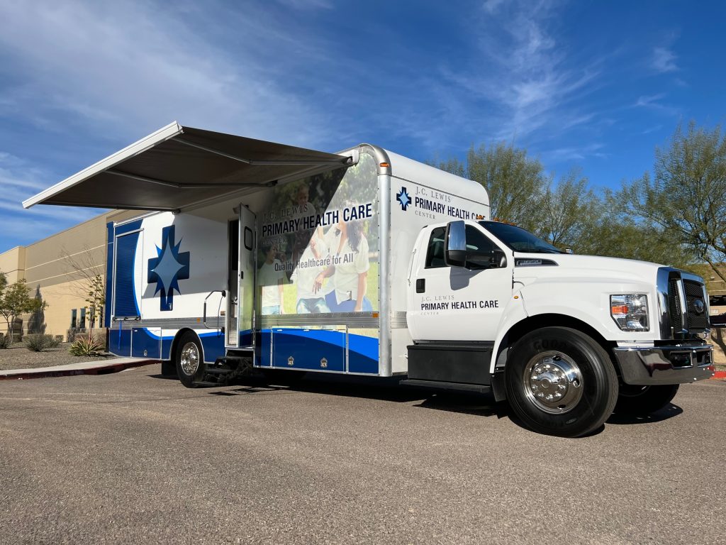 Custom mobile clinic exterior built for healthcare organizations